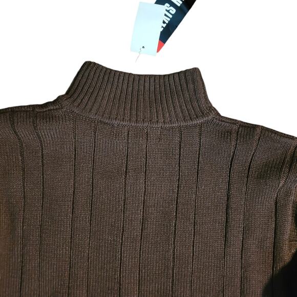 NWT Vintage 90s Bon-Ton Alexis Reed Brown 1/4 Zip Sweater Mens Small Deadstock - Picture 6 of 7